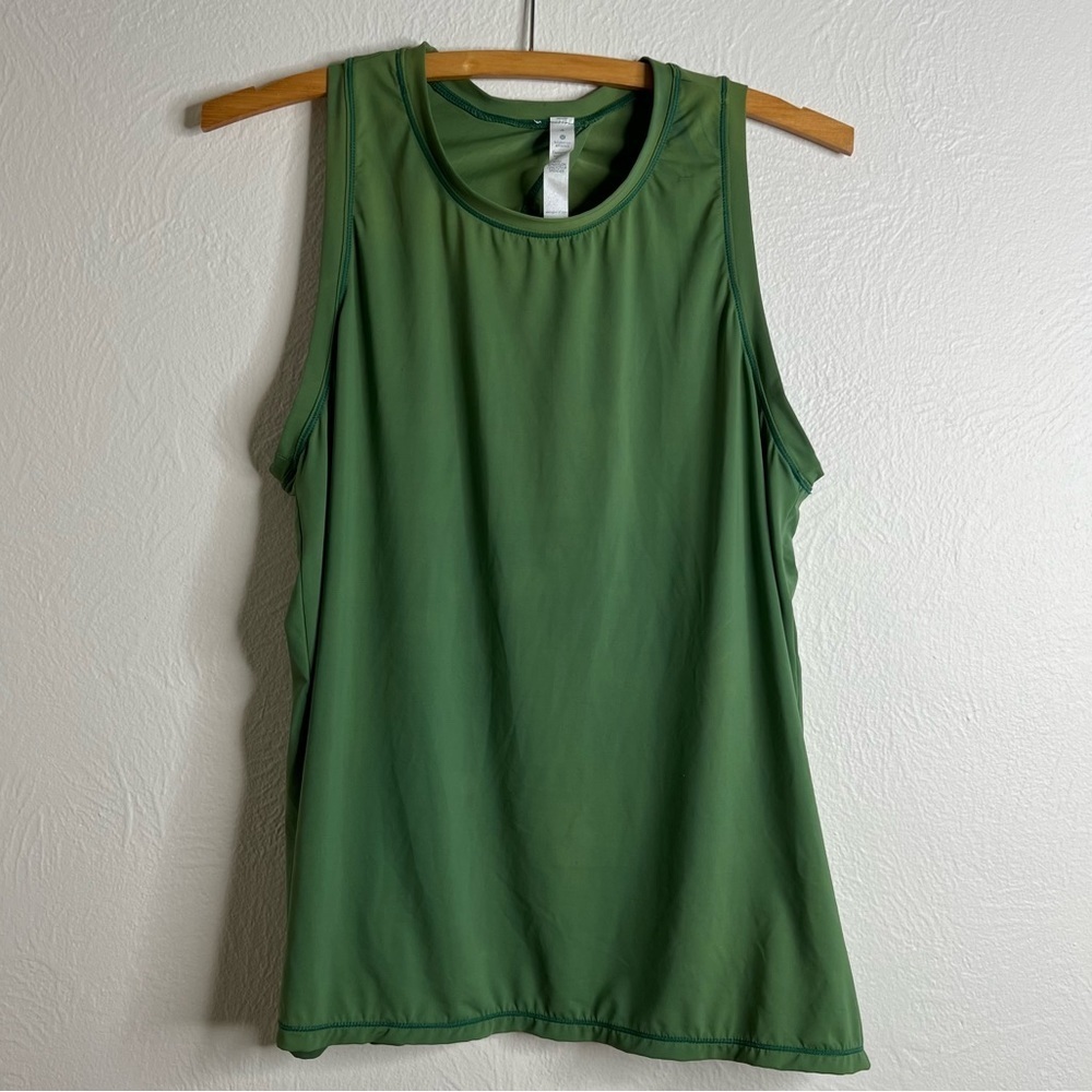 Lululemon Green Layered Open Back Sleeveless Athletic Tank Top Size 4